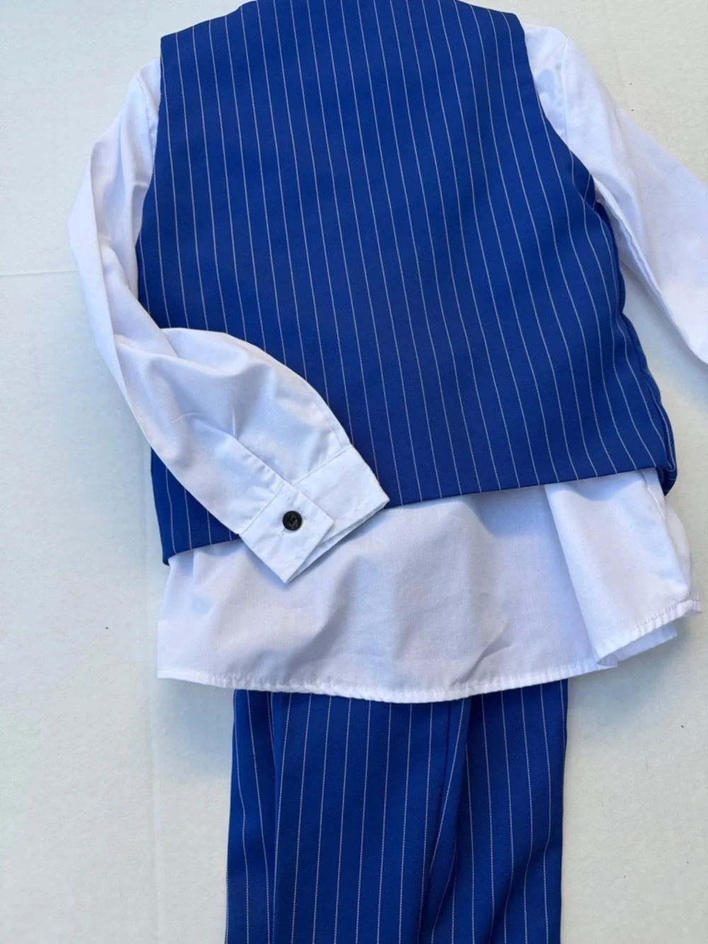 Boys Blue Pinstripe Vest Set with Bow Tie